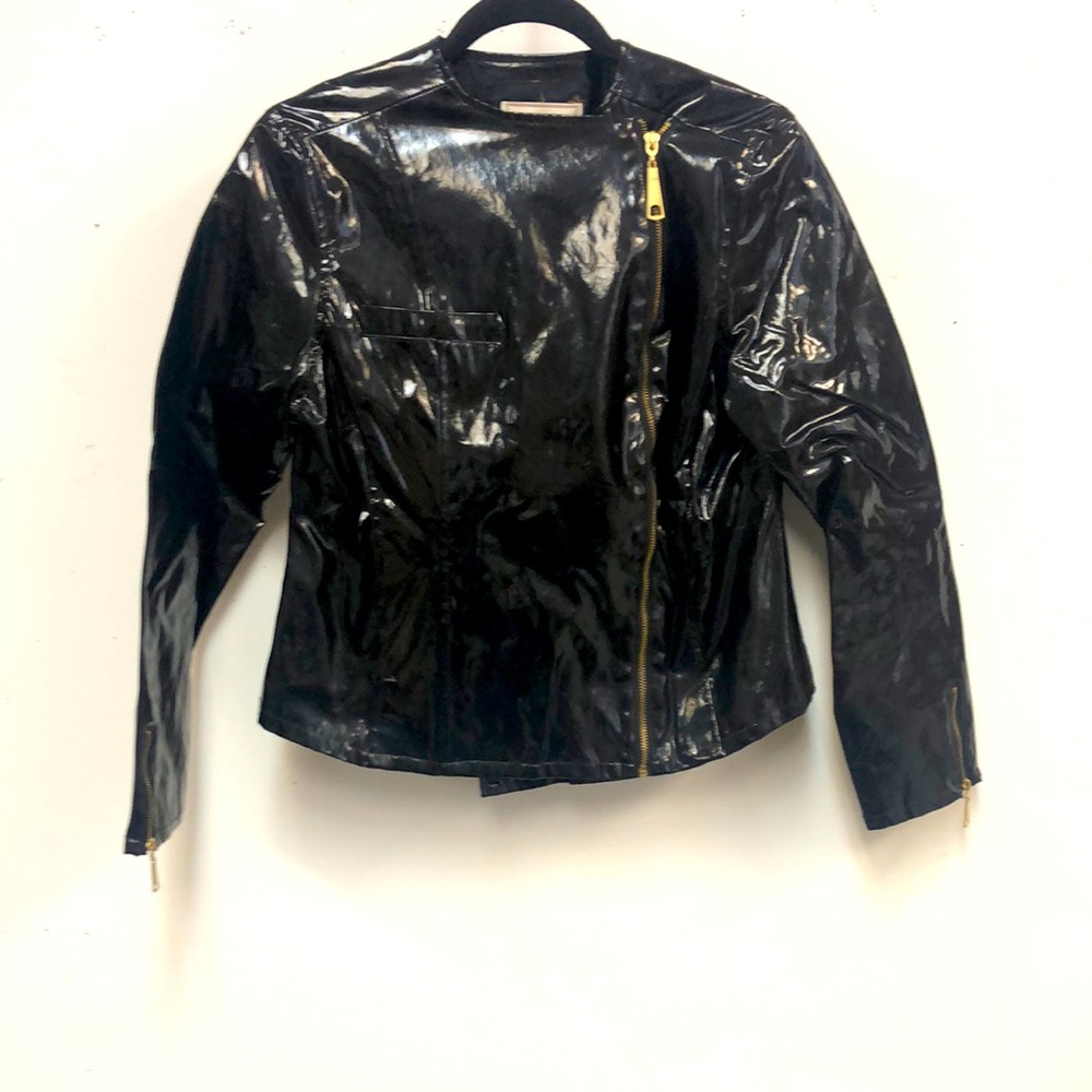 Vintage PVC Punk Rock Raincoat w/Gold Zipper Size Large